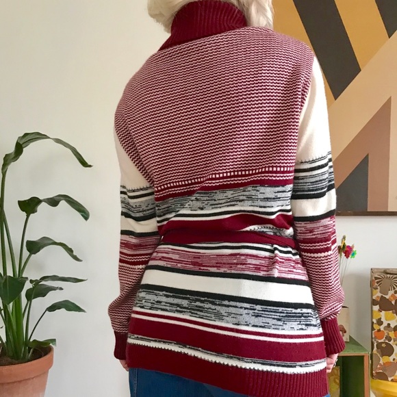 Vintage 70s striped space dye cardigan sweater M/L - Picture 3 of 6